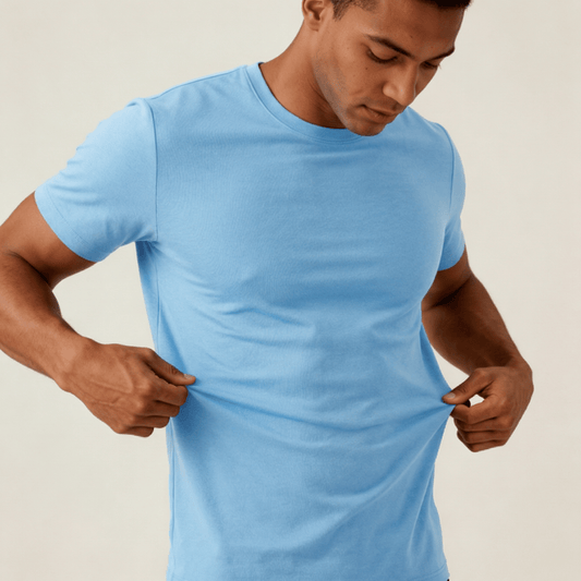 T-shirt bleu ciel a coupe Ajusté