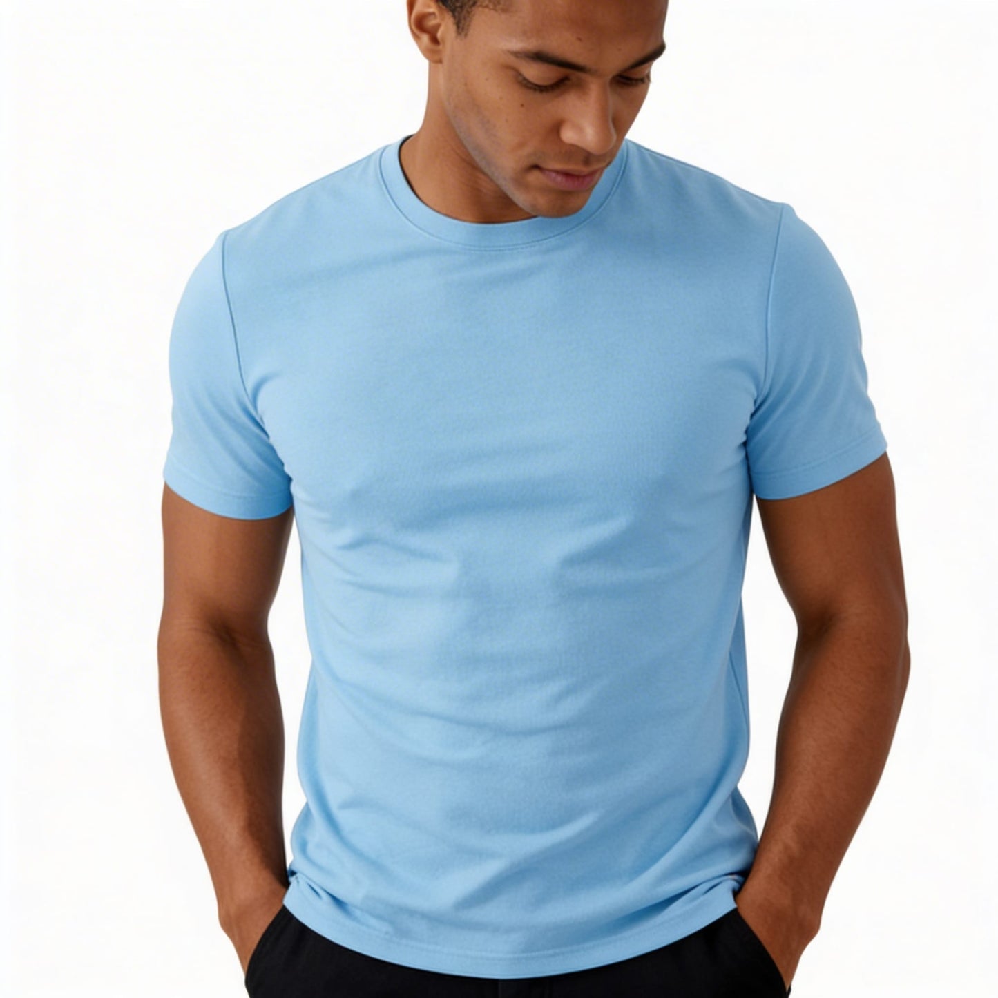 T-shirt bleu ciel a coupe Ajusté