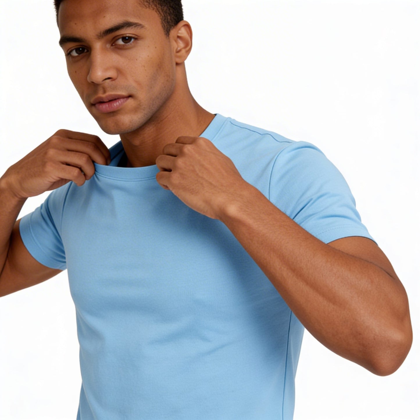 T-shirt bleu ciel a coupe Ajusté